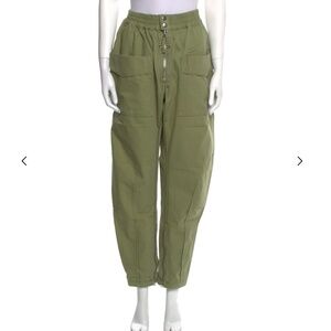 ISABEL MARANT ÉTOILE Lecia Tapered Cotton Canvas Utility Trousers Green 38 / 6